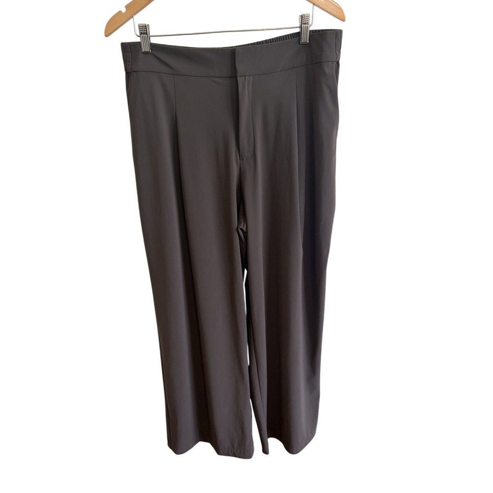 Athleta Truffle Brown High Rise Wide Leg Pleated Pinnacle Trouser Pants Size 14 - Picture 3 of 9